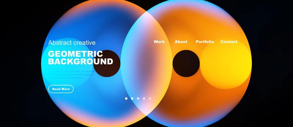 Abstract colorful overlapping circles create dynamic website header. Text Stock Illustration