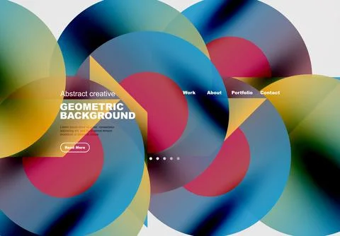 Abstract colorful overlapping circles create dynamic geometric background. 스톡 일러스트