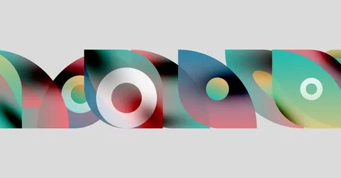 Abstract colorful overlapping circles, creating dynamic visual pattern. Simple Illustrazione stock
