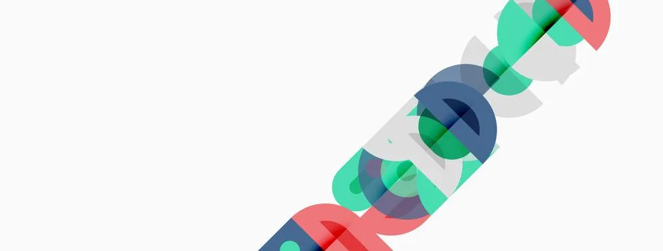Abstract colorful overlapping circles, diagonal composition, white background Stock Illustration