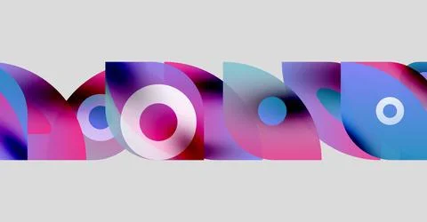 Abstract colorful overlapping circles, rectangles. Gradient shades create Stock Illustration