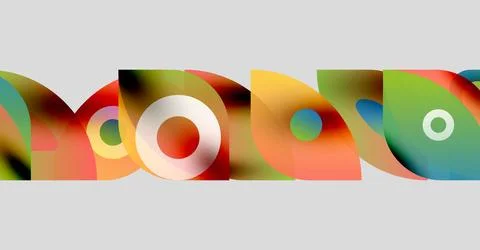 Abstract colorful overlapping shapes create dynamic visual pattern. Smooth Stock Illustration