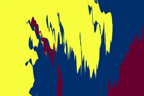 Abstract Colorful Paint Drip Composition With Yellow, Navy And Maroon Shapes Stock Illustration