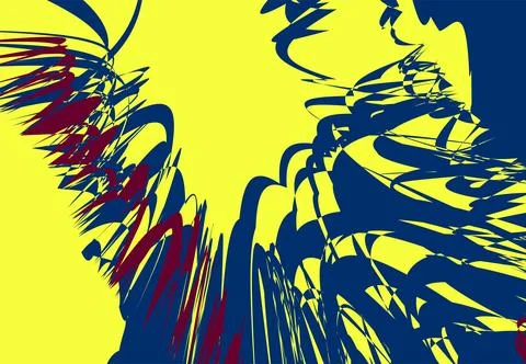 Abstract Colorful Paint Drip Composition With Yellow, Navy And Maroon Shapes Stock Illustration