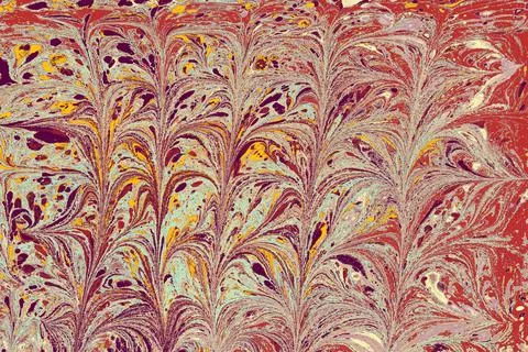 Abstract colorful paint with a red base and a design reminding a plant Stock Illustration