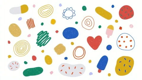 Abstract colorful painted blobs floating on white background, hand drawn di.. Stock-Footage 342045978