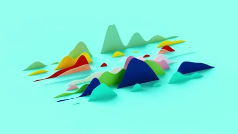 Abstract colorful paper waves move dynamically on a blue background. Stock Footage 342419450