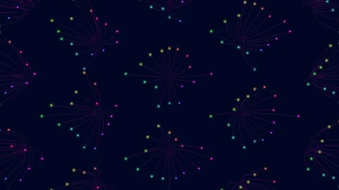 Abstract colorful particle network background with glowing nodes on dark blue Vídeos de archivo 333188802