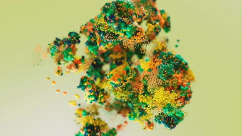 Abstract colorful particles cube fluid motion loop. Stock Footage 229959044