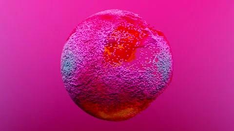 Abstract colorful particles fluid motion in sphere. 動画素材 248764470
