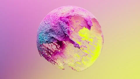 Abstract colorful particles fluid motion in sphere. Stock Footage 248765069