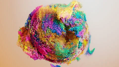 Abstract colorful particles sphere fluid motion loop. Stock Footage 229960678