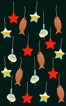 Abstract colorful pattern with many different shapes and symbols Stock Illustration