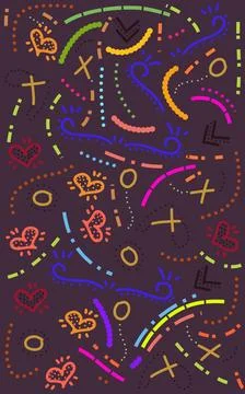 Abstract colorful pattern with many different shapes and symbols Stock Illustration