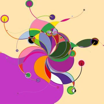 Abstract colorful pattern in retro style composed of gently curved lines Illustrazione stock