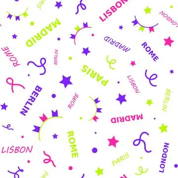 Abstract colorful pattern. Seamless print composed of pink, purple, green fla Stock Illustration