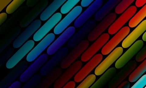 Abstract colorful pattern of straight diagonal line stripes on a black Stock Illustration