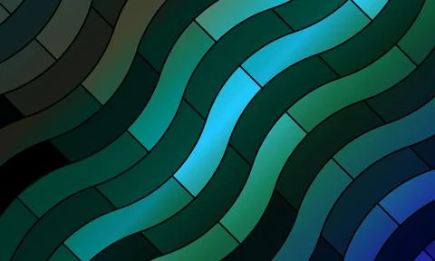 Abstract colorful pattern of wavy diagonal line stripes on a black background. 스톡 일러스트