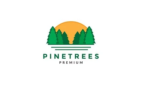 Abstract colorful pine tree with sunset logo symbol vector icon illustratio.. Stock Illustration