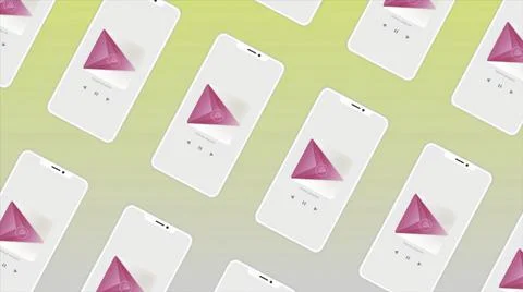 Abstract colorful pink triangular symbol of a new application. Motion Stock Illustration