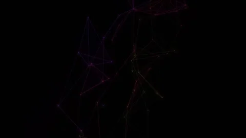 Abstract Colorful Plexus Network Connecting Lines and Dots Loop Stock Footage 345301025