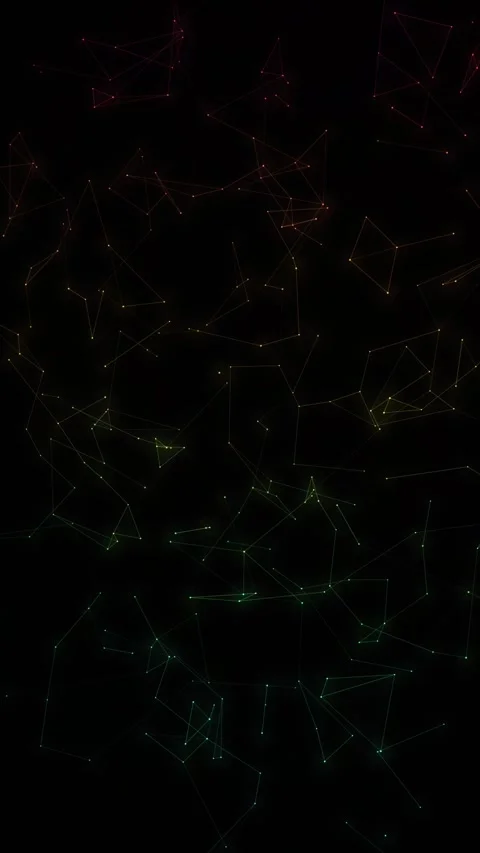 Abstract Colorful Plexus Network Loop with Floating Geometric Nodes Stock Footage 345308282