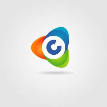 Abstract Colorful Propeller Shape Logo Sign Symbol Icon With Letter C Stock Illustration