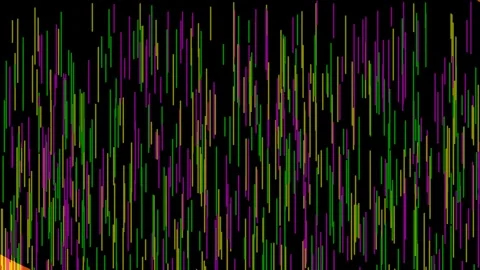 Abstract Colorful Rain Falling Effect on Black Background with Blue Circle .. Stock Footage 332499737