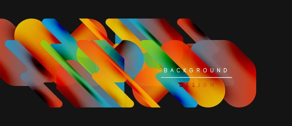 Abstract colorful rectangles overlap, creating dynamic visual effect. Dark Stock Illustration