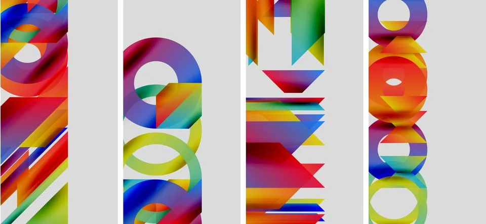 Abstract colorful rectangles stacked vertically. Bright hues blend, creating Stock Illustration