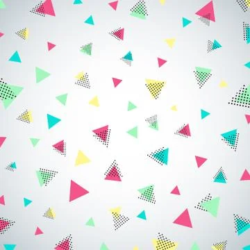 Abstract colorful Repeating confetti triangle pattern on white background. Stock Illustration