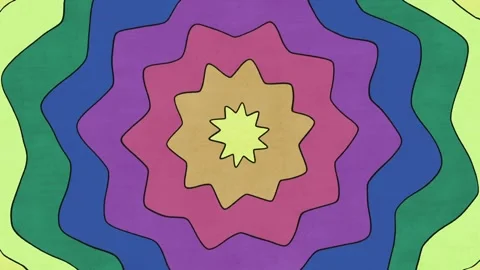 Abstract Colorful Retro Psychedelic Concentric Stars Frame by Frame Loop Stock Footage 339908679