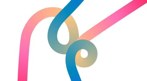 Abstract Colorful Ribbon Loops With Gradient Curves and Minimal Modern Back.. Иллюстрация