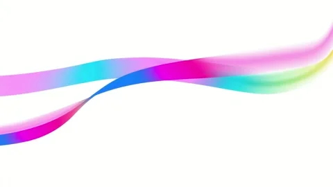 Abstract colorful ribbon waves flowing across white background, background .. Видео 342045302