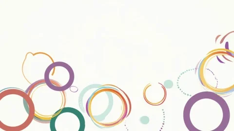 Abstract colorful rings floating on white background, hand drawn digital an.. 库存影片 342045399