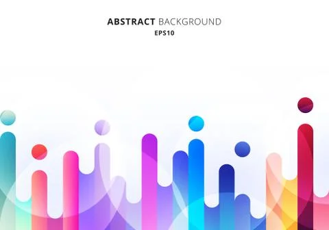 Abstract colorful rounded lines transition elements on white background with Stock Illustration