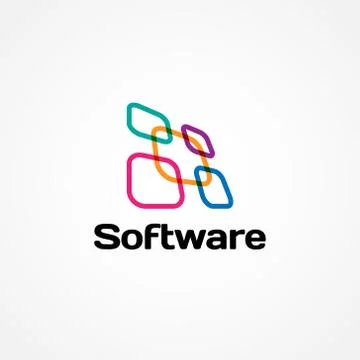 Abstract Colorful Rounded Square Technology Logo Sign Symbol Icon Stockillustratie