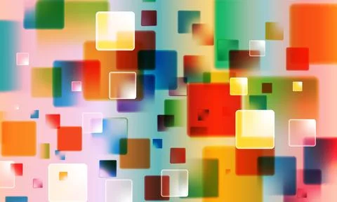 Abstract colorful rounded squares background with bokeh effect. digital motion. Stock Illustration