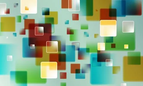 Abstract colorful rounded squares background with bokeh effect. mosaic  Stockillustratie