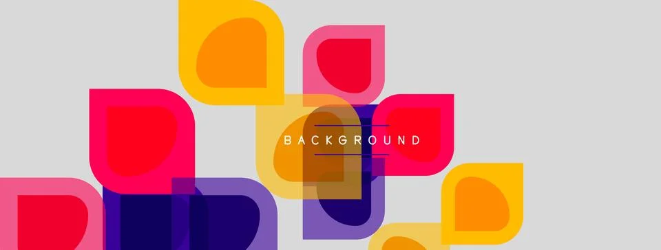 Abstract colorful rounded squares overlap. Modern design, bright hues, simple 库存插图