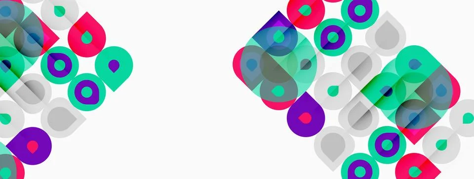 Abstract colorful rounded squares, overlapping. Minimalist design, bright hue Illustrazione stock