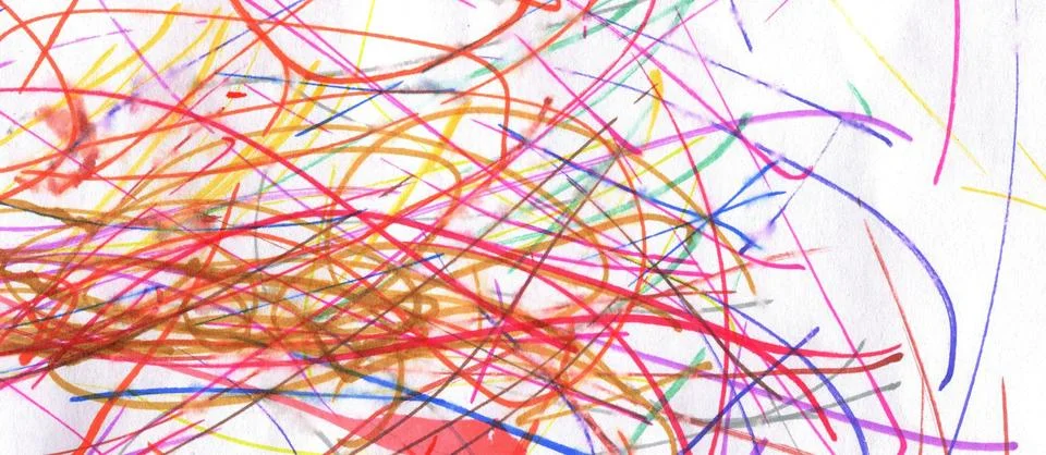 Abstract Colorful Scribble Drawing Created With Felt Tip Pens On A White Ba.. Stock Illustration