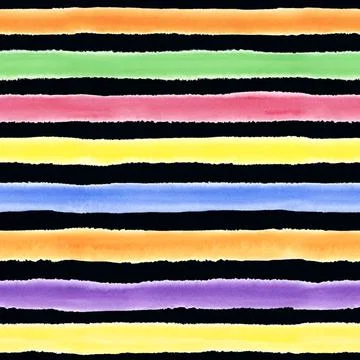 Abstract colorful seamless pattern with bright stripes on black background Stock Illustration