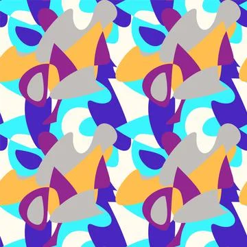 Abstract colorful seamless pattern with chaotic shapes Stock Illustration