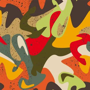 Abstract colorful seamless pattern with chaotic shapes Stock Illustration