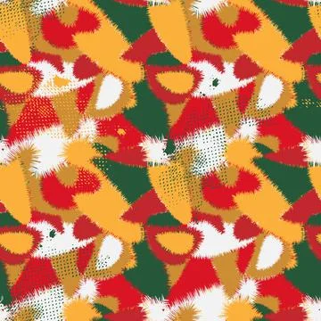 Abstract colorful seamless pattern with chaotic shapes Stock Illustration