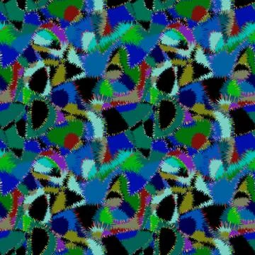 Abstract colorful seamless pattern with chaotic shapes Stock Illustration