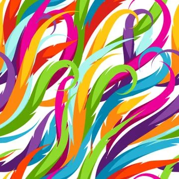 Abstract colorful seamless pattern. Feather or waves decorative ornament Stock Illustration