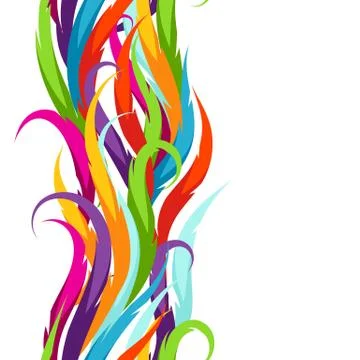 Abstract colorful seamless pattern. Feather or waves decorative ornament Stock Illustration