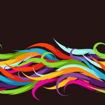 Abstract colorful seamless pattern. Feather or waves decorative ornament 스톡 일러스트